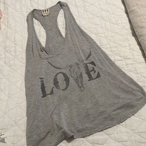 Haute Hippie Gray Love Longhorn Tank Top